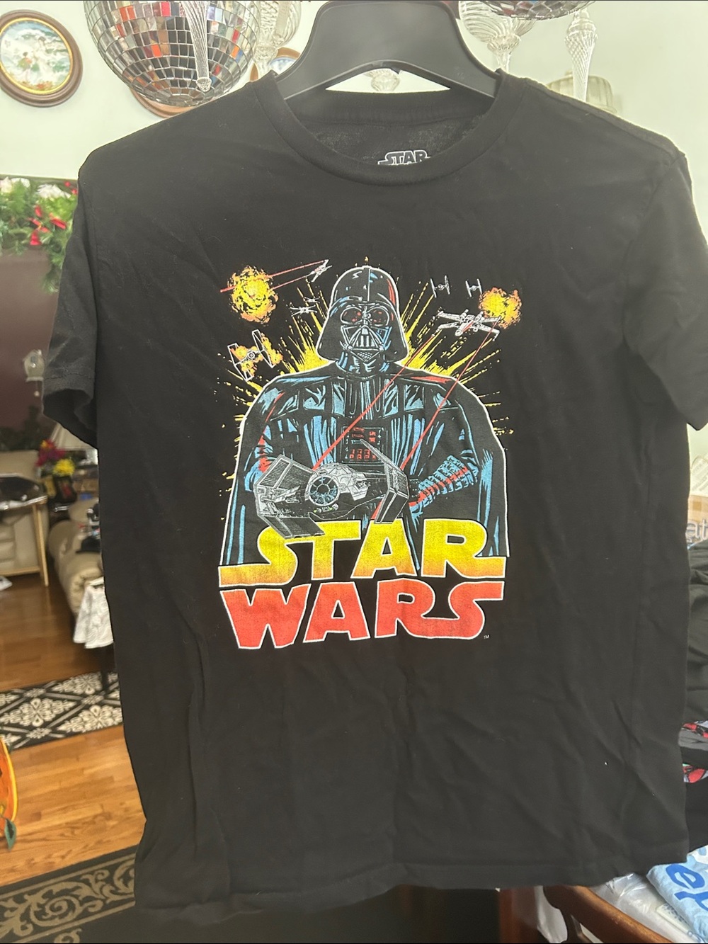Star Wars Black Short-Sleeve Tee with Colorful Darth Vader Graphic